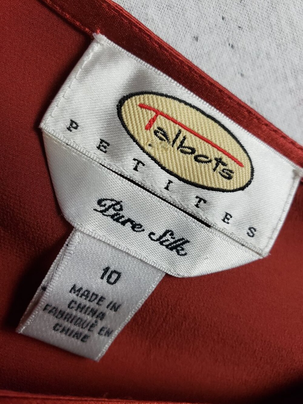 Vintage Talbots Silk Top Blouse V-Neck Bias Cut Brick Red Terracotta size 10P - Picture 2 of 10